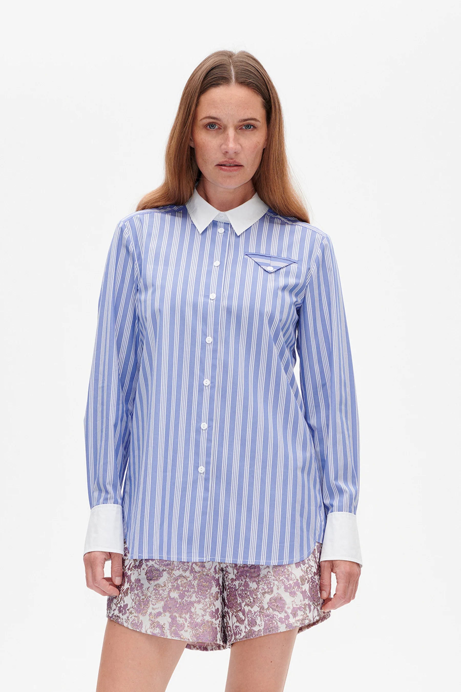 売れ筋商品|||バウムウンドヘルガーデン シャツ レディース トップス MEJRA - Button-down blouse - wedge blue BAUM UND PFERDGARTEN MERJA SHIRT WEDGE BLUE STRIPE — SALT