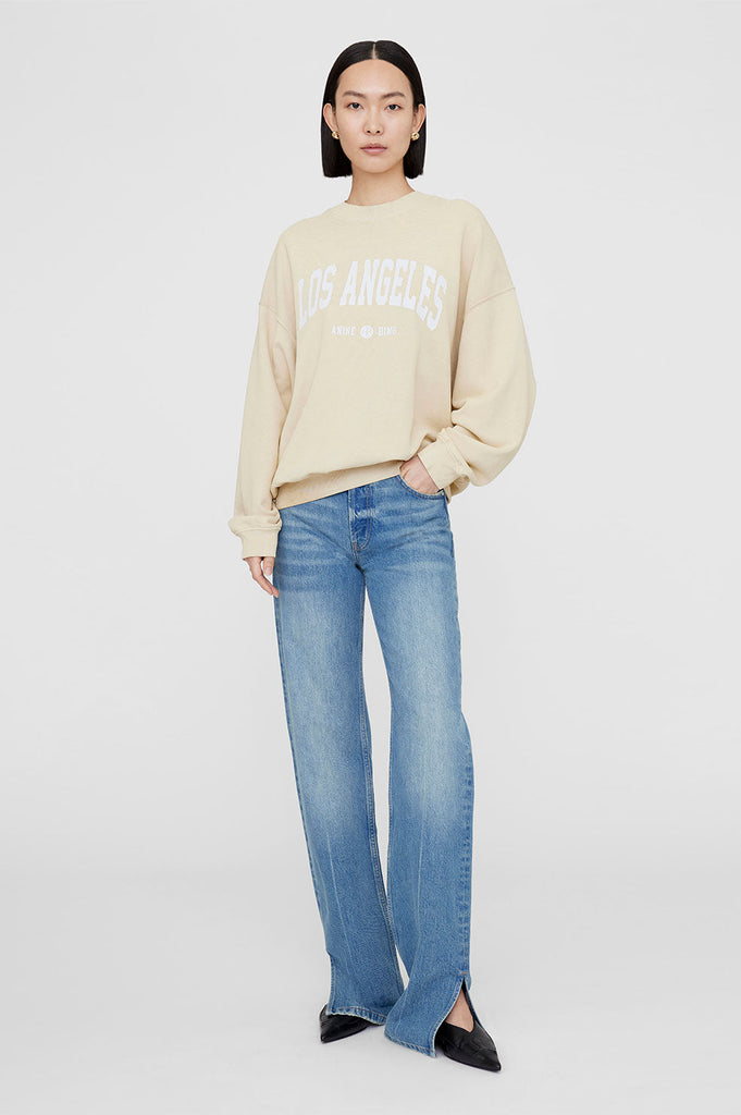 ANINE BING JACI SWEATSHIRT UNIVERSITY LOS ANGELES WASHED FADED YELLOW