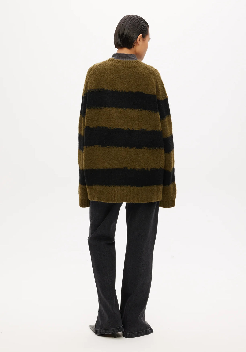 Green and 2025 black striped jumper