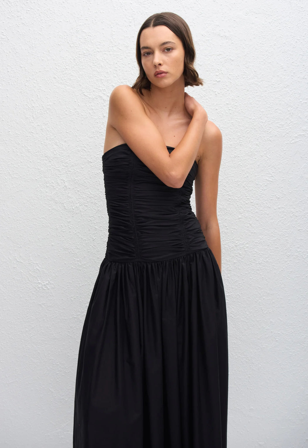 MATTEAU STRAPLESS DROP WAIST DRESS BLACK SALT CLOTHING MATTEAU STRAPLESS DROP WAIST DRESS BLACK SALT CLOTHING