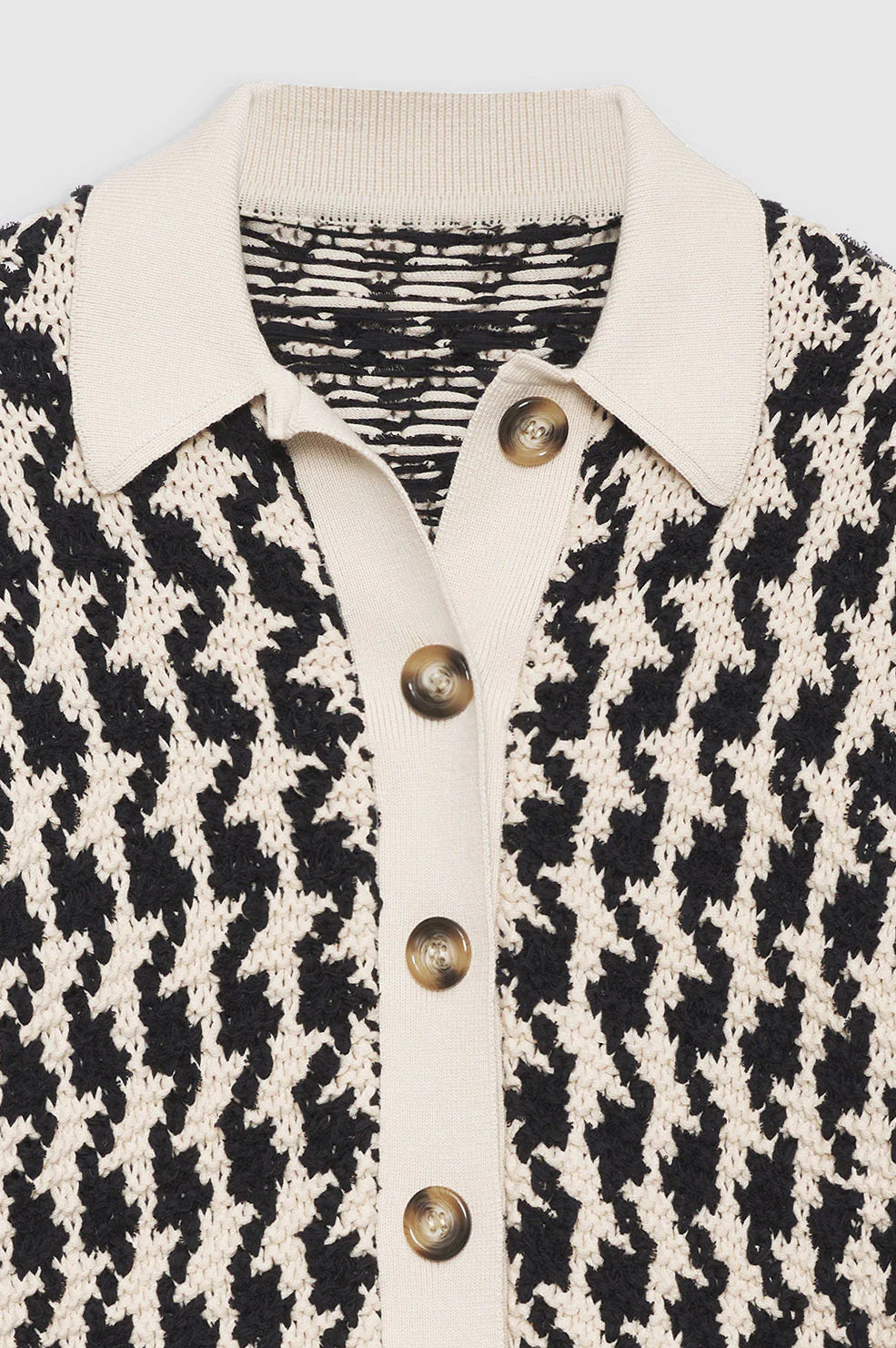 ANINE BING TOMMY CARDIGAN BLACK AND CREAM HOUNDSTOOTH SALT CLOTHING